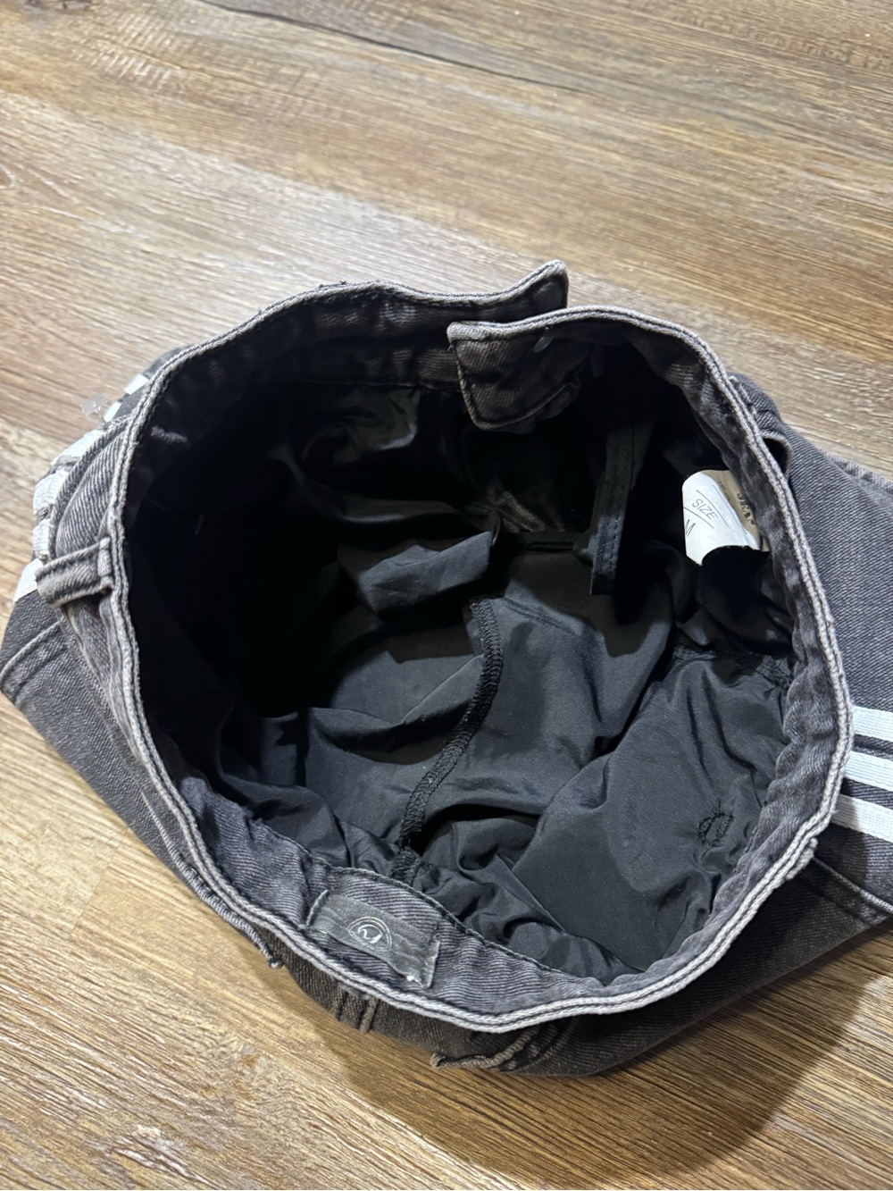 Women's Charcoal Denim Mini Skirt with White Side Stripes - Picture 3 of 4
